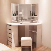 Bedroom Furniture Girls Dressing Table White Makeup Vanity With Mirror and Stool