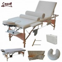 White Massage Table Set Portable Massage Tables Kit Wooden Leg Massage Bed