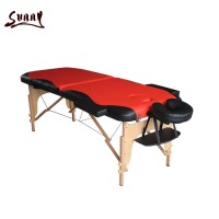 Black Red Portable Massage Table Package Wood Folding Massage Bed